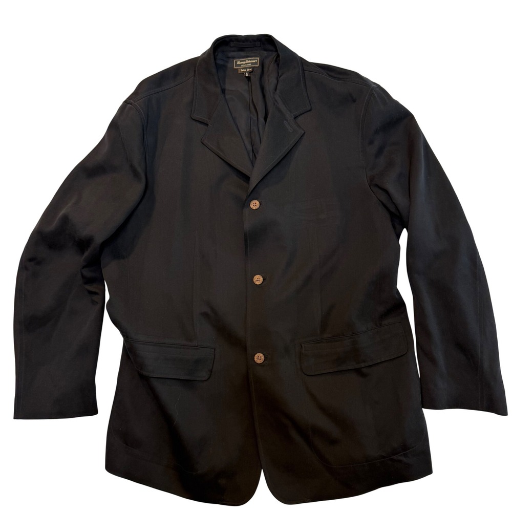 Tommy Bahama Island Soft Mens XL Black‎ 100% Silk 3 Button Blazer Sport Coat